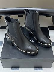 Colestore Chanel Black Cap-toe Ankle Boots With Chain Trim  - 3