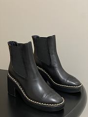 Colestore Chanel Black Cap-toe Ankle Boots With Chain Trim  - 2