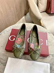 Colestore Gucci Women's Printed Ballet Flat in Dark Green Canvas  - 1