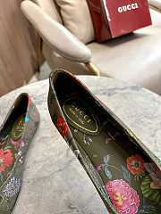 Colestore Gucci Women's Printed Ballet Flat in Dark Green Canvas  - 5
