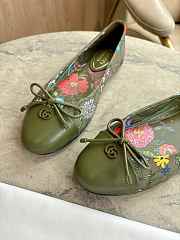 Colestore Gucci Women's Printed Ballet Flat in Dark Green Canvas  - 3