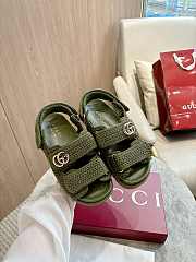 Colestore Gucci Women's Sandal with Double G in Dark Green Cotton Crochet - 6
