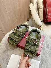 Colestore Gucci Women's Sandal with Double G in Dark Green Cotton Crochet - 5