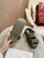 Colestore Gucci Women's Sandal with Double G in Dark Green Cotton Crochet - 3