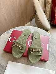 Colestore Women's Slide Sandal with Horsebit Green GG Canvas - 1