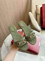 Colestore Women's Slide Sandal with Horsebit Green GG Canvas - 5