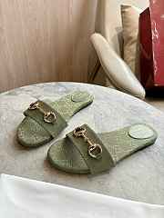 Colestore Women's Slide Sandal with Horsebit Green GG Canvas - 3