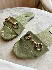 Colestore Women's Slide Sandal with Horsebit Green GG Canvas - 2