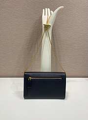 Colestore Prada Black Saffiano Triang Leather Envelope Chain Clutch Black 20x11.5cm - 6
