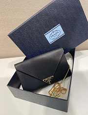 Colestore Prada Black Saffiano Triang Leather Envelope Chain Clutch Black 20x11.5cm - 3