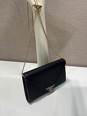 Colestore Prada Black Saffiano Triang Leather Envelope Chain Clutch Black 20x11.5cm - 2