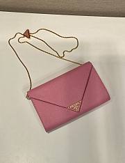 Colestore Prada Black Saffiano Triang Leather Envelope Chain Clutch Pink 20x11.5cm - 5