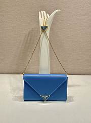 Colestore Prada Black Saffiano Triang Leather Envelope Chain Clutch Blue 20x11.5cm - 1