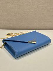 Colestore Prada Black Saffiano Triang Leather Envelope Chain Clutch Blue 20x11.5cm - 6