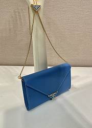 Colestore Prada Black Saffiano Triang Leather Envelope Chain Clutch Blue 20x11.5cm - 4