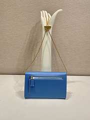 Colestore Prada Black Saffiano Triang Leather Envelope Chain Clutch Blue 20x11.5cm - 2