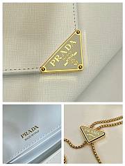 Colestore Prada Black Saffiano Triang Leather Envelope Chain Clutch White 20x11.5cm - 6