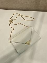 Colestore Prada Black Saffiano Triang Leather Envelope Chain Clutch White 20x11.5cm - 2
