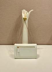 Colestore Prada Black Saffiano Triang Leather Envelope Chain Clutch White 20x11.5cm - 4