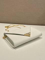 Colestore Prada Black Saffiano Triang Leather Envelope Chain Clutch White 20x11.5cm - 3