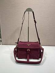 Colestore Prada Brushed Suede Shoulder Bag Burgundy 30x14x10cm - 1