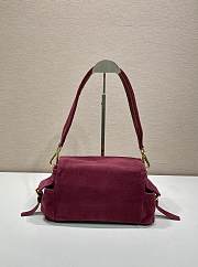 Colestore Prada Brushed Suede Shoulder Bag Burgundy 30x14x10cm - 2