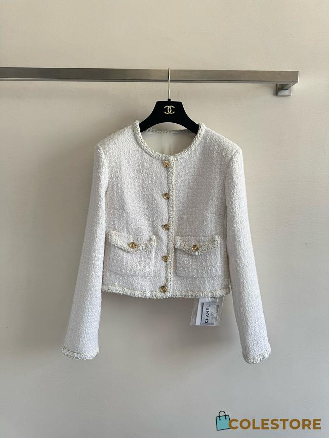 Colestore Chanel White Tweed Jacket - 1