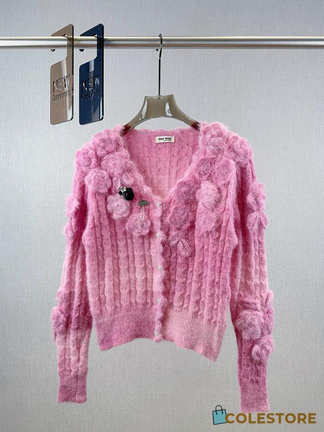 Colestore Miu Miu Gradient Floral Cardigan Pink - 1