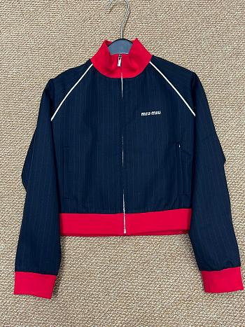Colestore Miu Miu Slim Striped Cropped Contrast Jacket
