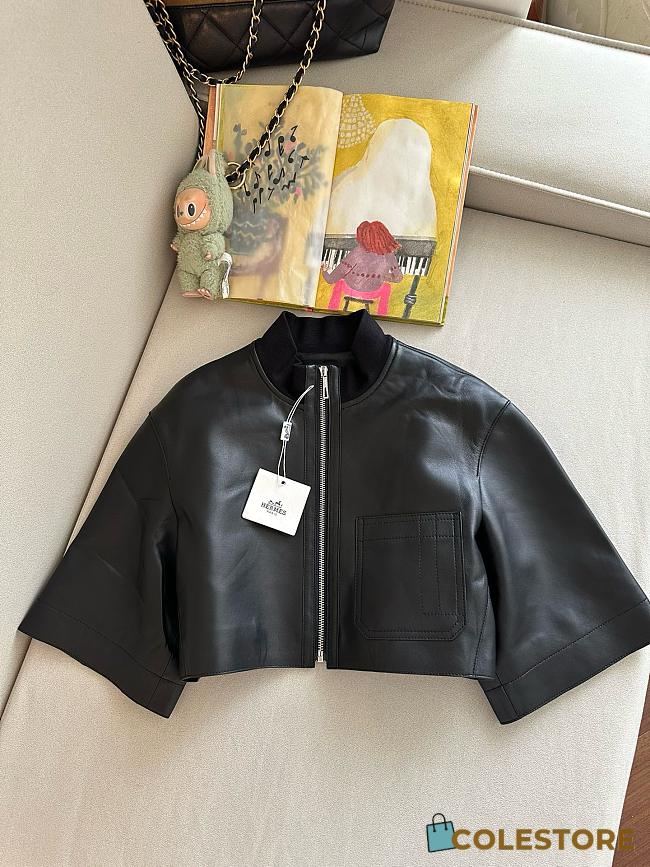 Colestore Hermes Italian Lambskin Cropped Leather Jacket - 1