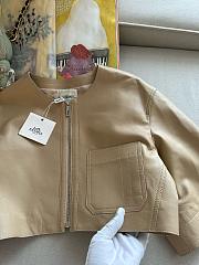 Colestore Hermes Italian Lambskin Cropped Leather Jacket Beige - 4