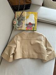 Colestore Hermes Italian Lambskin Cropped Leather Jacket Beige - 3