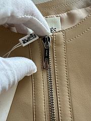 Colestore Hermes Italian Lambskin Cropped Leather Jacket Beige - 2