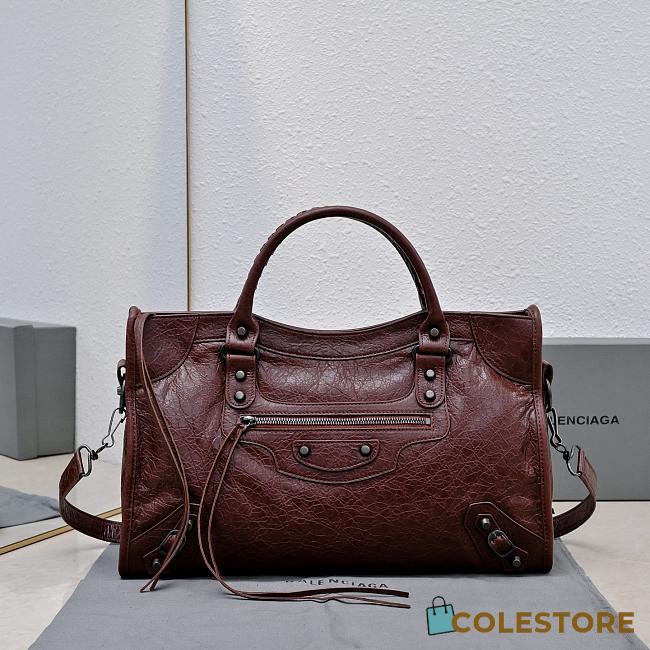 Colestore Balenciaga Classic City Bag Motorcycle Bag Dark Burgundy 38x24x12cm - 1