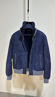 Colestore Brunello Cucinelli Men’s Shearling Jacket Navy - 5