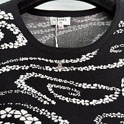 Colestore Chanel Knit Crew-Neck Long-Sleeve with Camellia & Logo Pattern Black - 5