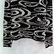 Colestore Chanel Knit Crew-Neck Long-Sleeve with Camellia & Logo Pattern Black - 4