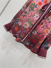 Colestore Gucci Floral Silk Tie-Neck Blouse Pink & Burgundy - 4