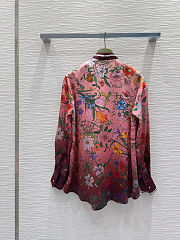 Colestore Gucci Floral Silk Tie-Neck Blouse Pink & Burgundy - 5