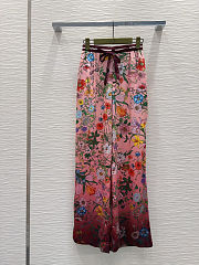 Colestore Gucci Floral Print Wide-Leg Silk Pants Pink & Burgundy - 1