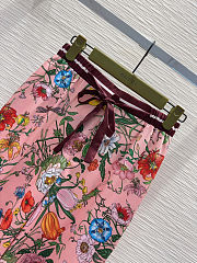 Colestore Gucci Floral Print Wide-Leg Silk Pants Pink & Burgundy - 6