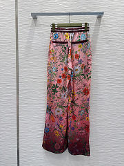 Colestore Gucci Floral Print Wide-Leg Silk Pants Pink & Burgundy - 5