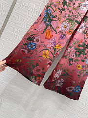 Colestore Gucci Floral Print Wide-Leg Silk Pants Pink & Burgundy - 2