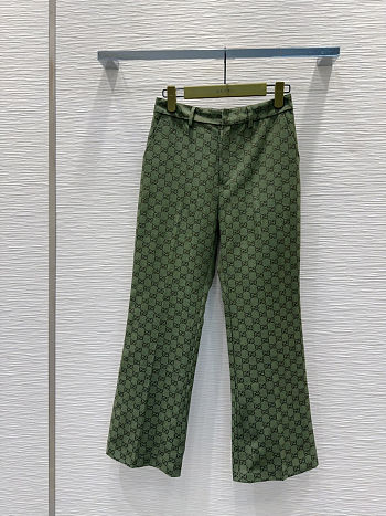 Colestore Gucci GG Monogram Straight-Leg Pants Olive Green