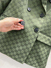 Colestore Gucci Double-Breasted Monogram Blazer Green - 4