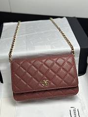 Colestore Chanel Classic Wallet on Chain (WOC) in Burgundy Caviar Leather 19cm - 1