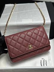 Colestore Chanel Classic Wallet on Chain (WOC) in Burgundy Caviar Leather 19cm - 4