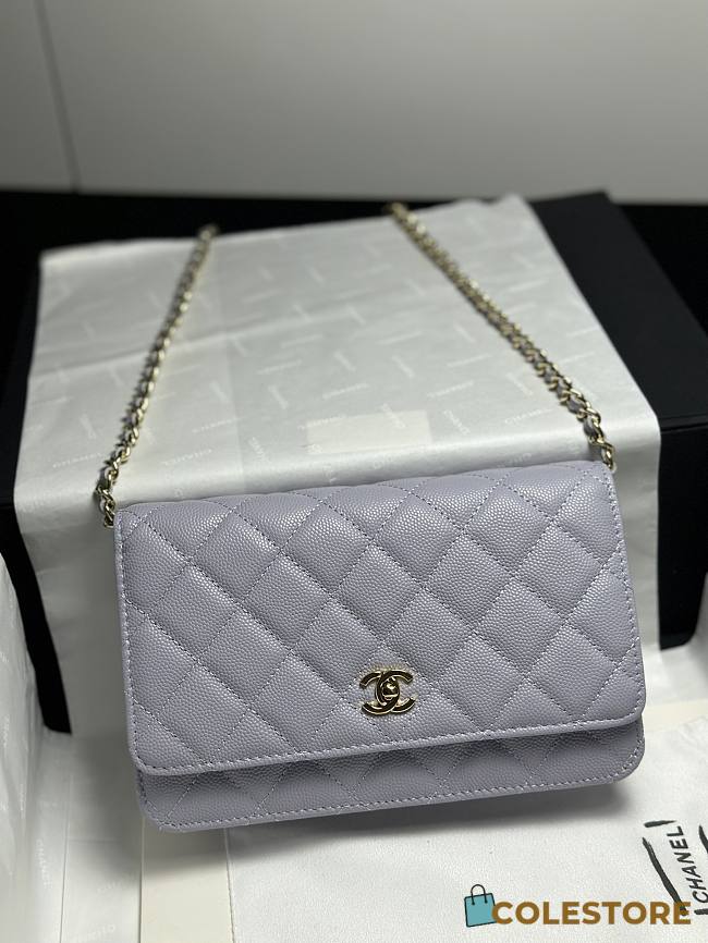 Colestore Chanel Classic Wallet on Chain (WOC) in Lilac Caviar Leather 19cm - 1