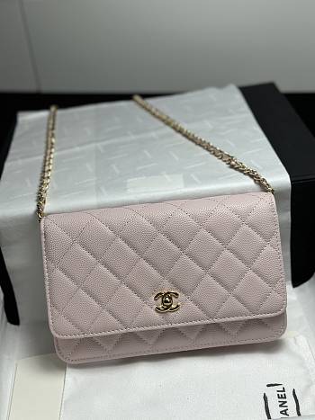 Colestore Chanel Classic Wallet on Chain (WOC) in Light Pink Caviar Leather 19cm
