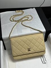 Colestore Chanel Classic Wallet on Chain (WOC) in Light Yellow Caviar Leather 19cm - 1